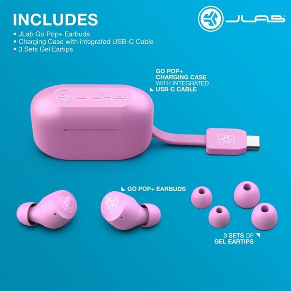 JLab Go Pop+ True Wireless Earbuds – Pink - Picture 1 of 1